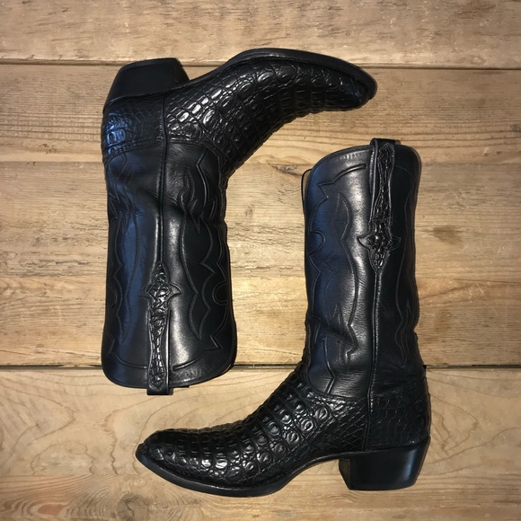 LUCCHESE Handmade Croccodile & Calfskin Cowboy Boots Size 10 D - Picture 7 of 9